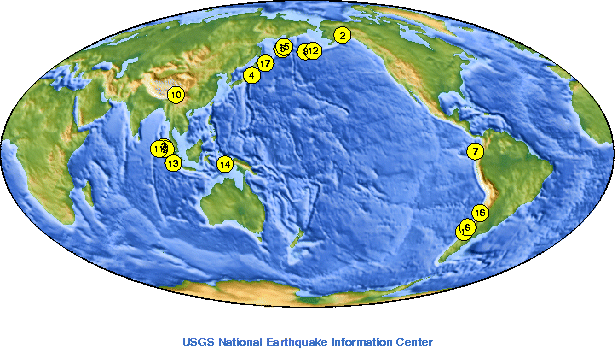 usgs Map Largest Earthquakes in the world