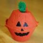 recycle egg cartons to make pumpkin heads