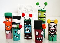 Paper roll halloween craft monsters