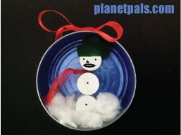 Recycled Tuna Can Snowman ornament